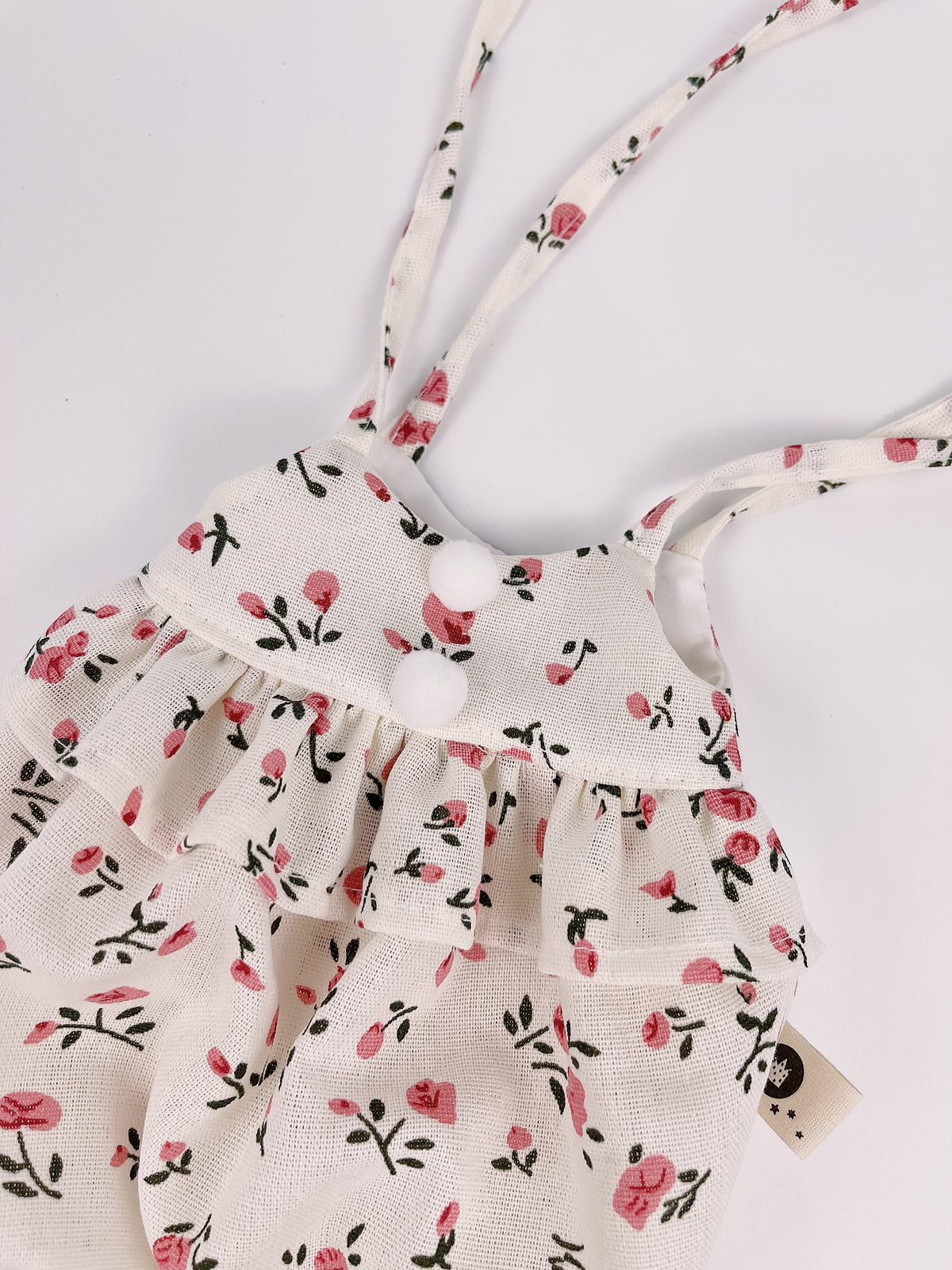 Bunny Floral Bloomer Romper with Pompoms | Cute 2-Strap Plush Outfit for Jellicat Bunnies, Keepsake Gift