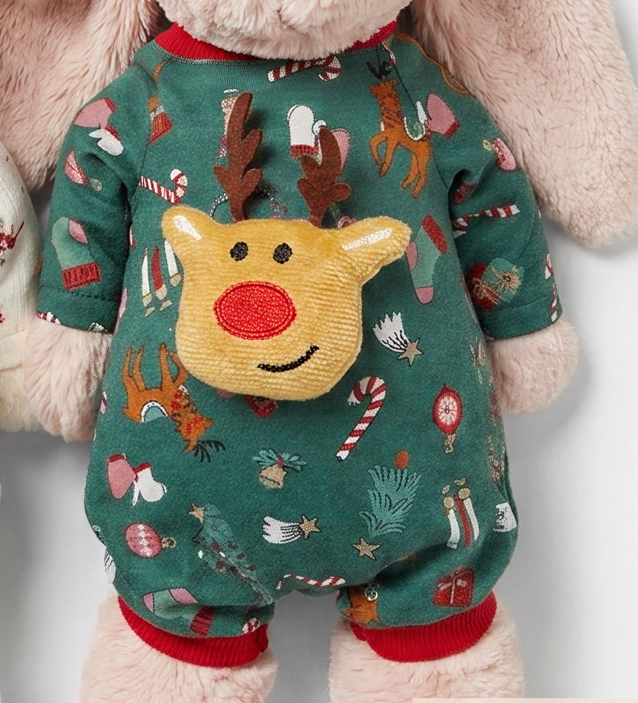Vintage Christmas outfits for Jellicat bunnies, special handmade gifts.