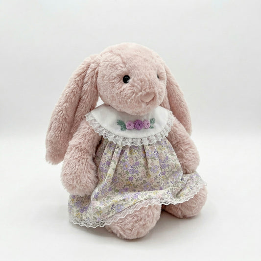 SUPER CUTE Hand-Embroidered Round Neck Dress for Jellicat Bunny