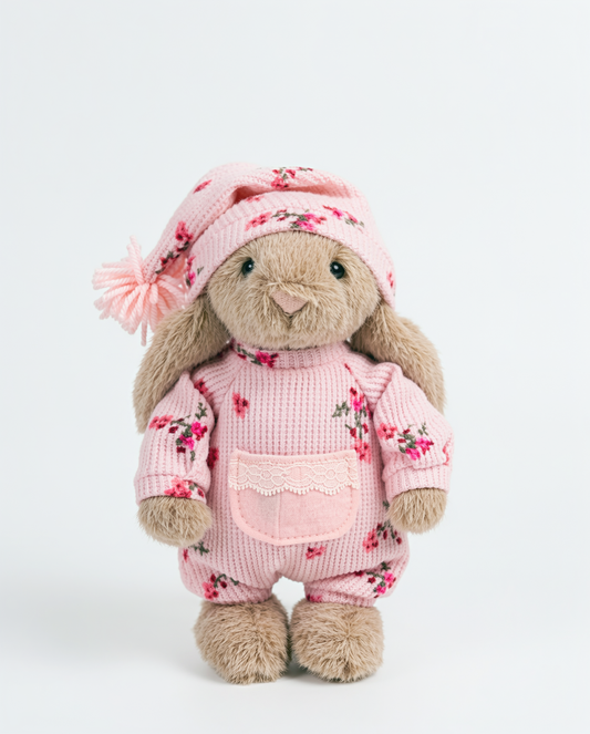 Super cozy & impossibly cute Snap-Back Romper with a wool hat for Plush Bunnies
