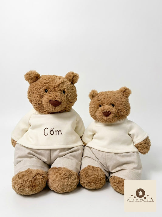 Personalized Embroidered Pullover Shirt / 2-Piece Set for Jellicat Bear & Bunny