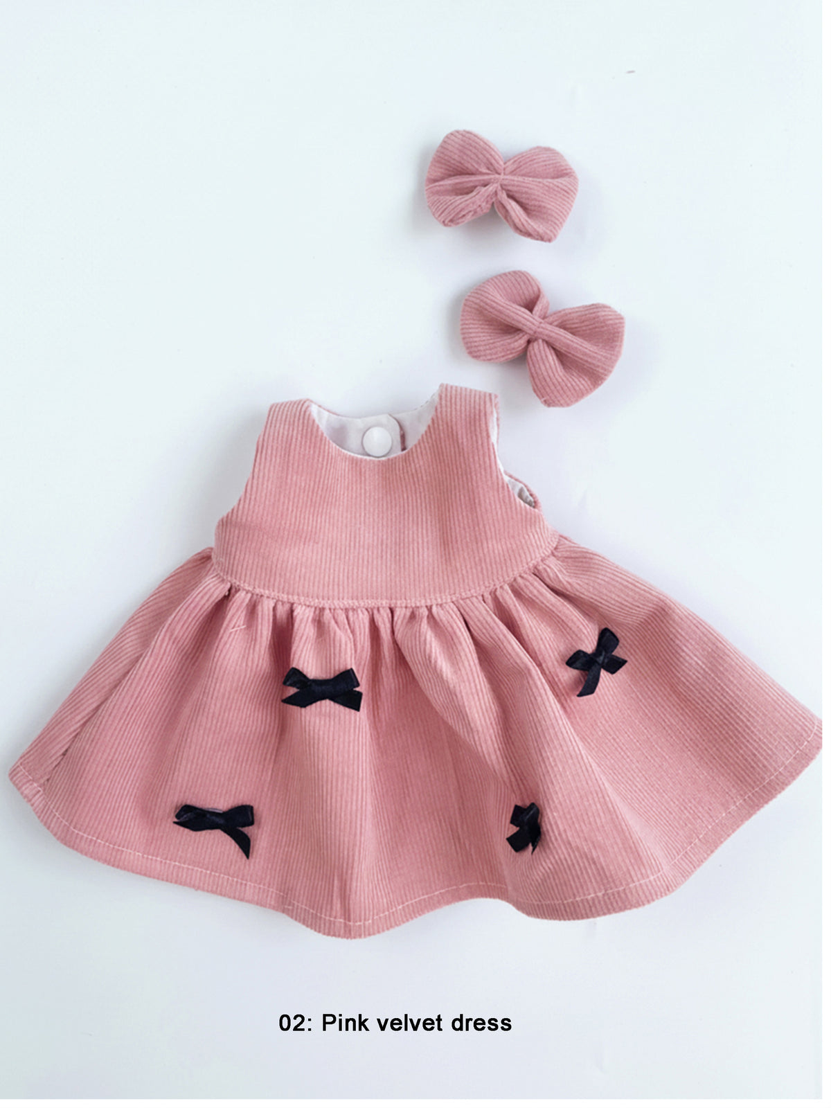 Handmade Sleeveless Dress & Matching Hair Bow Set for Jellicat Bunny