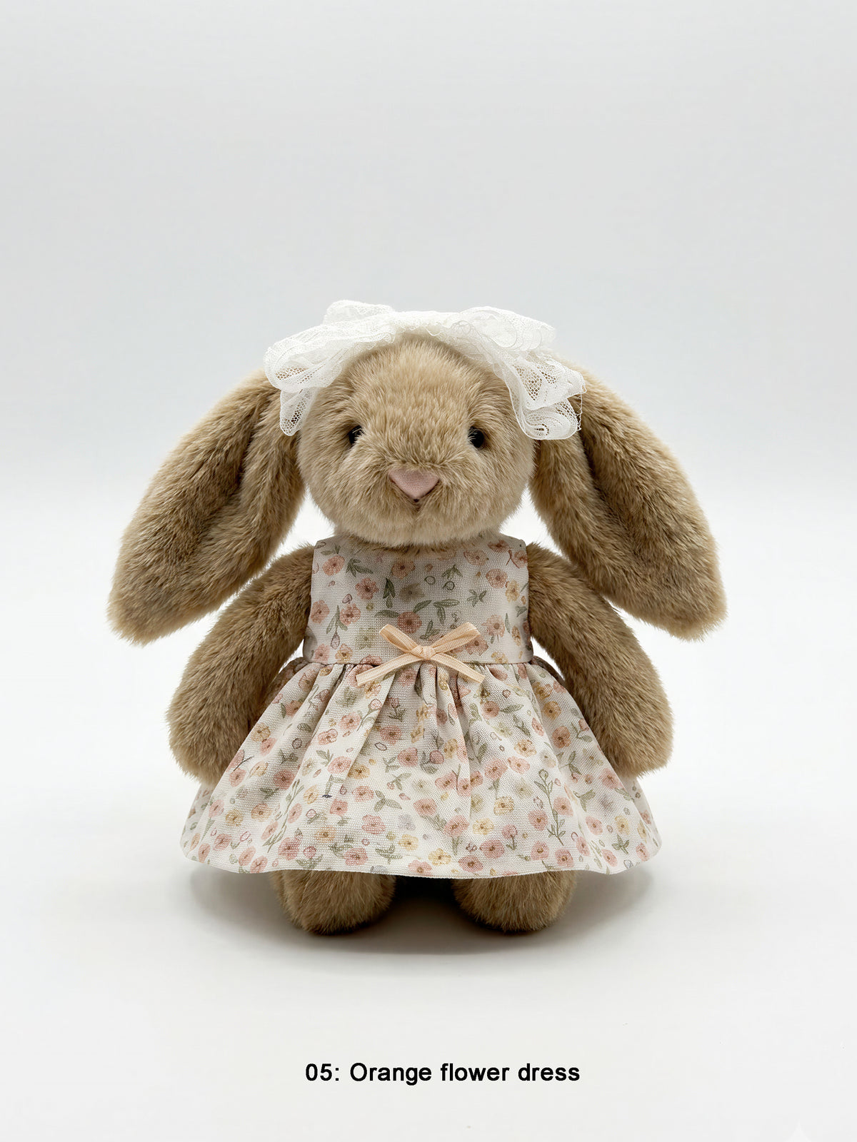 Handmade Sleeveless Dress & Matching Hair Bow Set for Jellicat Bunny