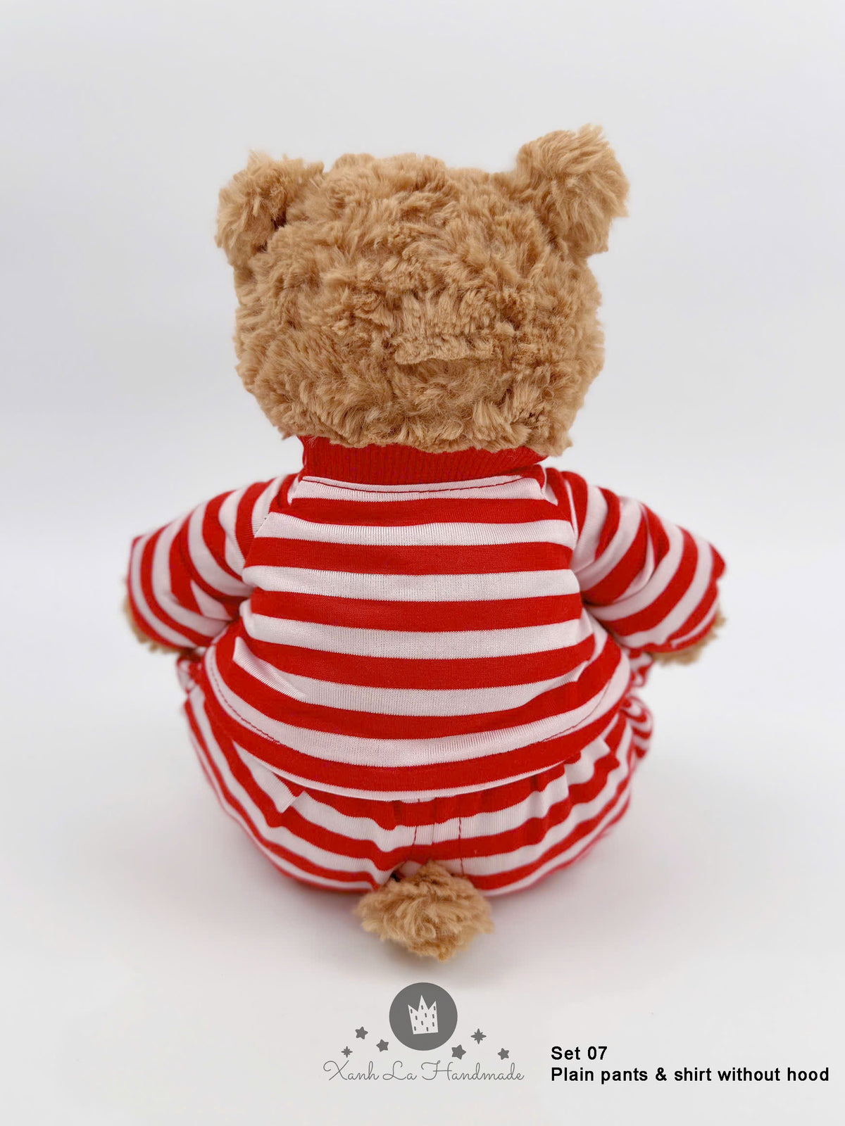 Candy Cane Striped Long-Sleeve Shirt & Pants Set for Jellicat Plush Bear/Bunny