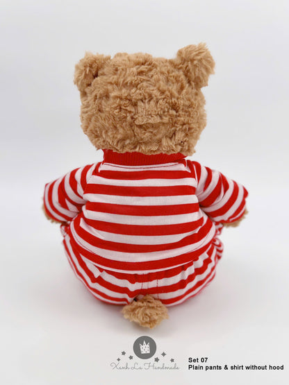 Candy Cane Striped Long-Sleeve Shirt & Pants Set for Jellicat Plush Bear/Bunny