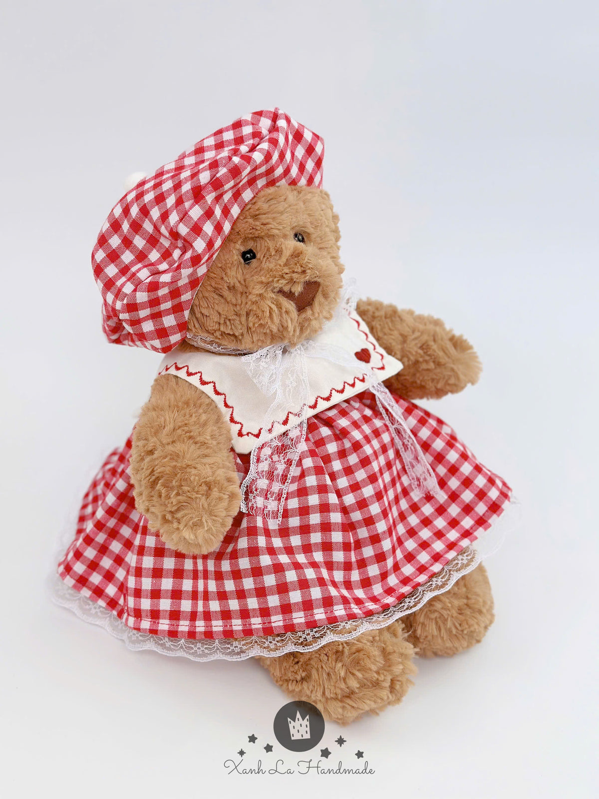 SUPER SPECIAL Hand-Embroidered Square Neck Dress & Beret Hat Set for Jellicat Bunny