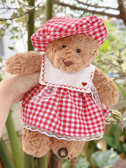 SUPER SPECIAL Hand-Embroidered Square Neck Dress & Beret Hat Set for Jellicat Bunny