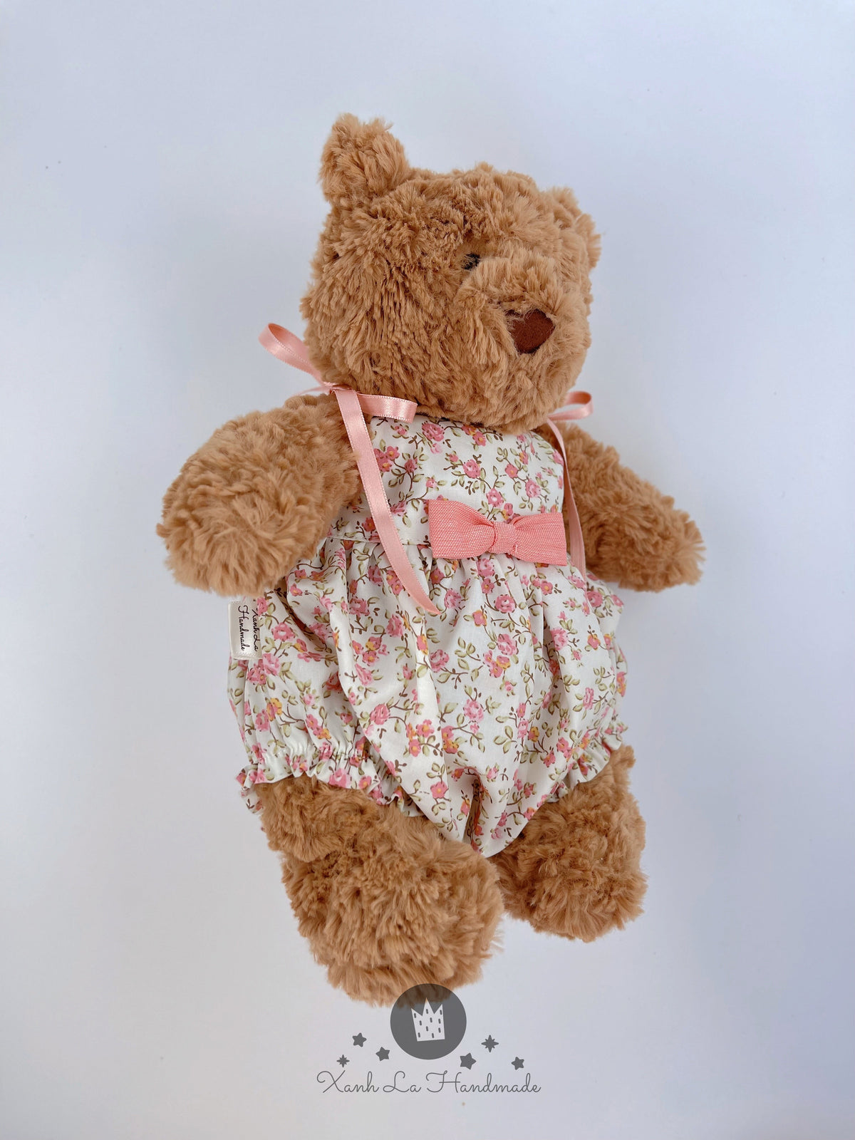 Handmade Vintage Floral Tie-Shoulder Romper for Jellicat Bartholomew Bear