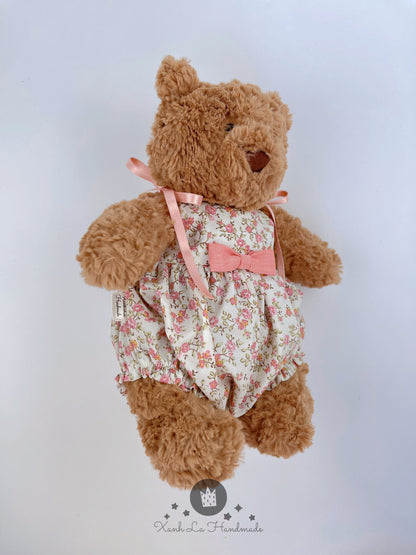 Handmade Vintage Floral Tie-Shoulder Romper for Jellicat Bartholomew Bear