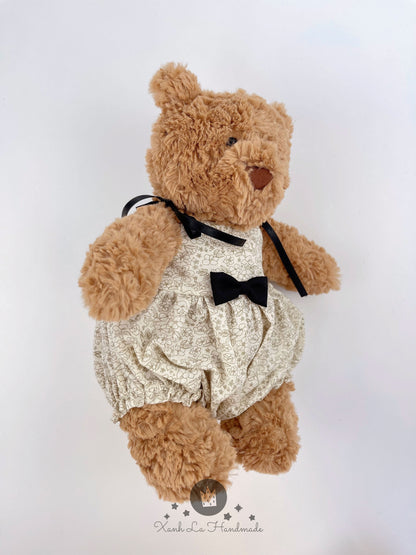 Handmade Vintage Floral Tie-Shoulder Romper for Jellicat Bartholomew Bear