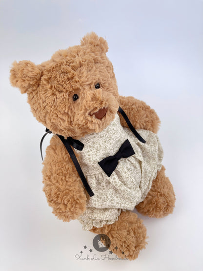 Handmade Vintage Floral Tie-Shoulder Romper for Jellicat Bartholomew Bear