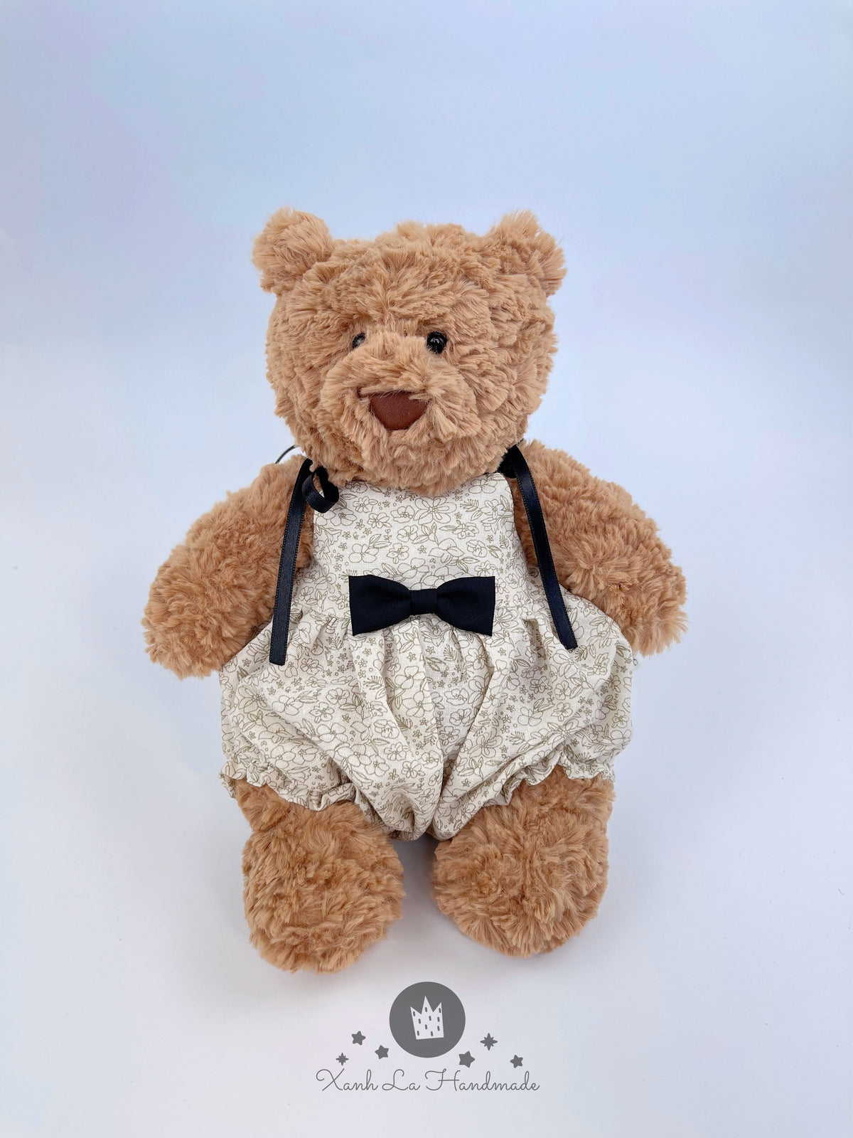 Handmade Vintage Floral Tie-Shoulder Romper for Jellicat Bartholomew Bear