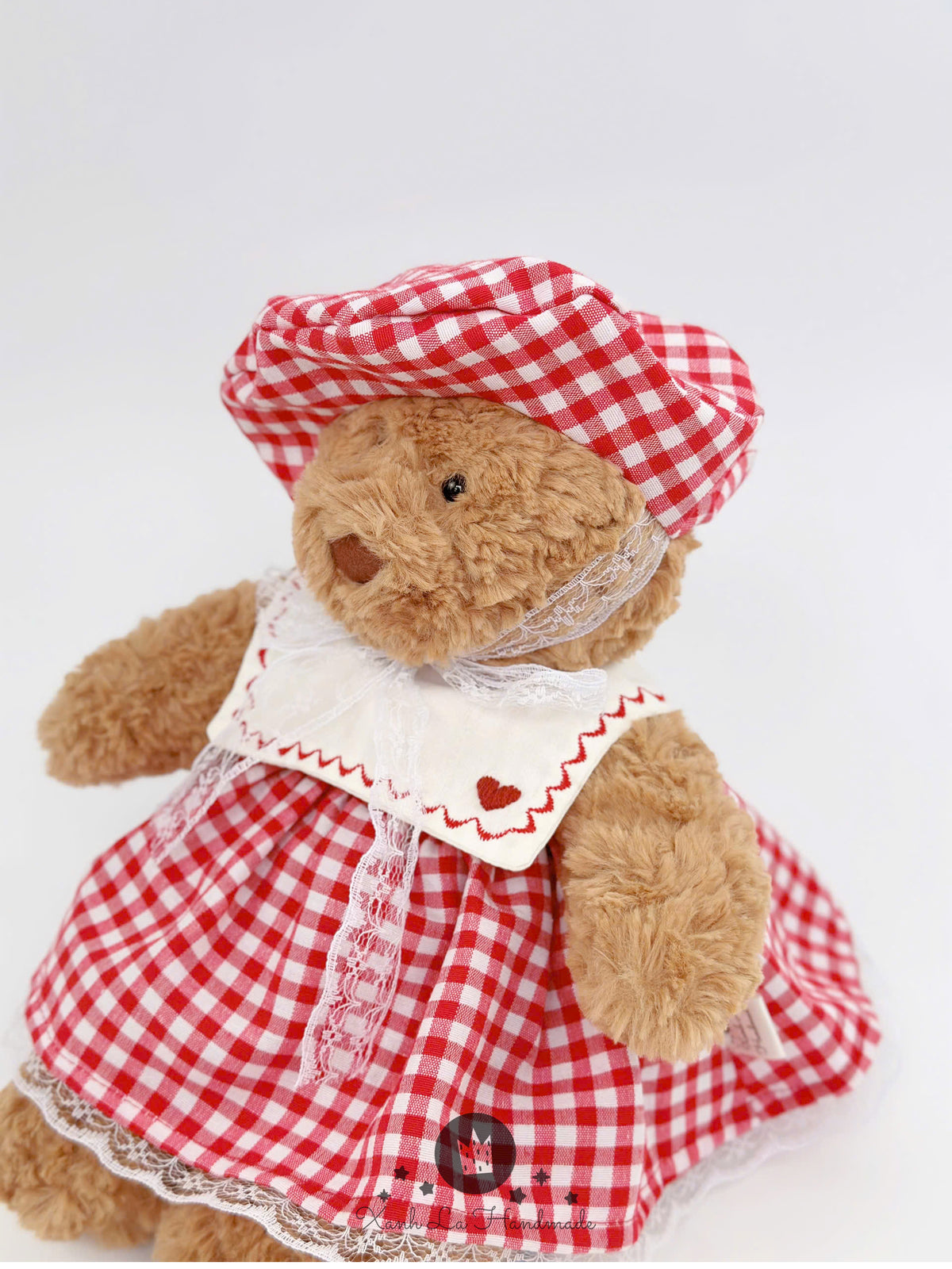 SUPER SPECIAL Hand-Embroidered Square Neck Dress & Beret Hat Set for Jellicat Bunny