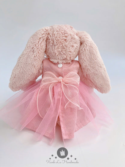 Handmade White Satin & Tulle Bridal Dress for Jellicat Bunny, Bridesmaid & Collector Gift
