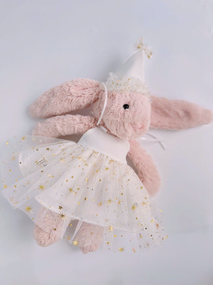 Handmade Birthday Tutu Dress & Party Hat Set for Jellycat Bunny
