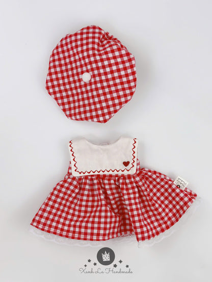 SUPER SPECIAL Hand-Embroidered Square Neck Dress & Beret Hat Set for Jellicat Bunny