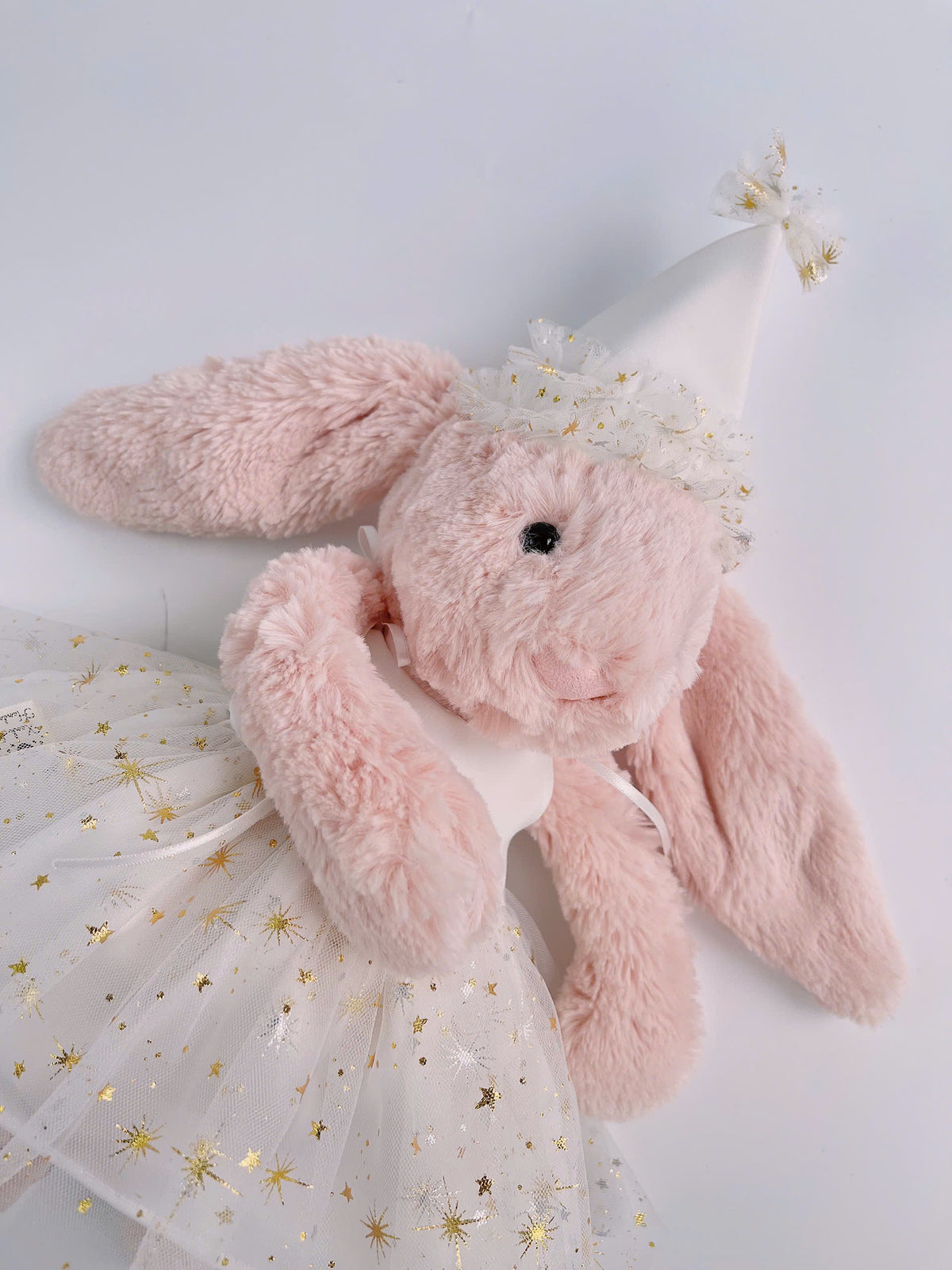 Handmade Birthday Tutu Dress & Party Hat Set for Jellycat Bunny