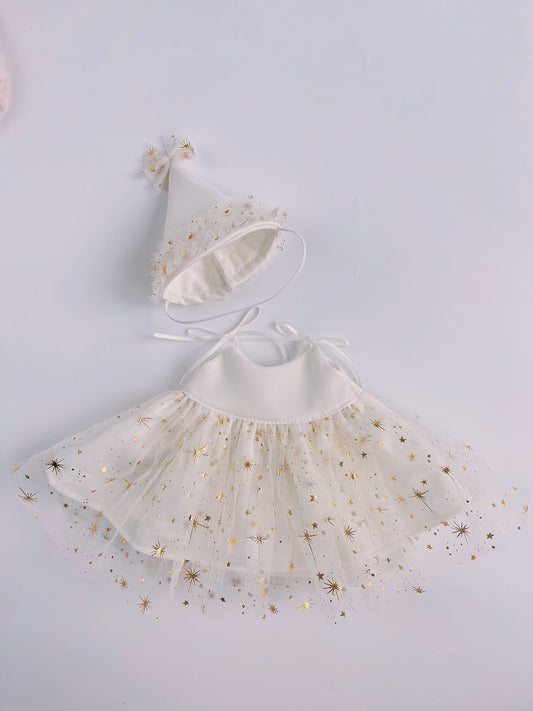 Handmade Birthday Tutu Dress & Party Hat Set for Jellycat Bunny