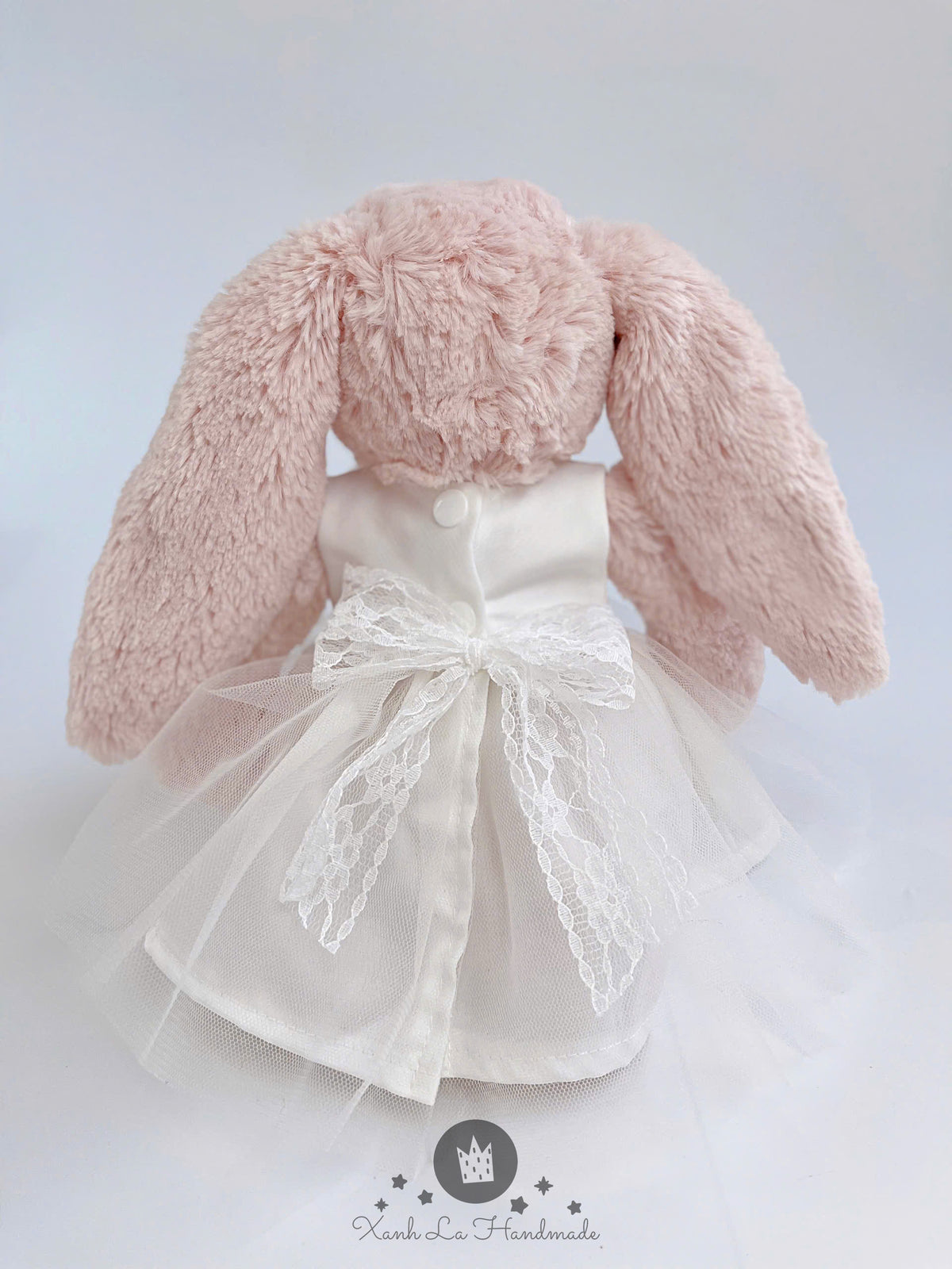 Handmade White Satin & Tulle Bridal Dress for Jellicat Bunny, Bridesmaid & Collector Gift