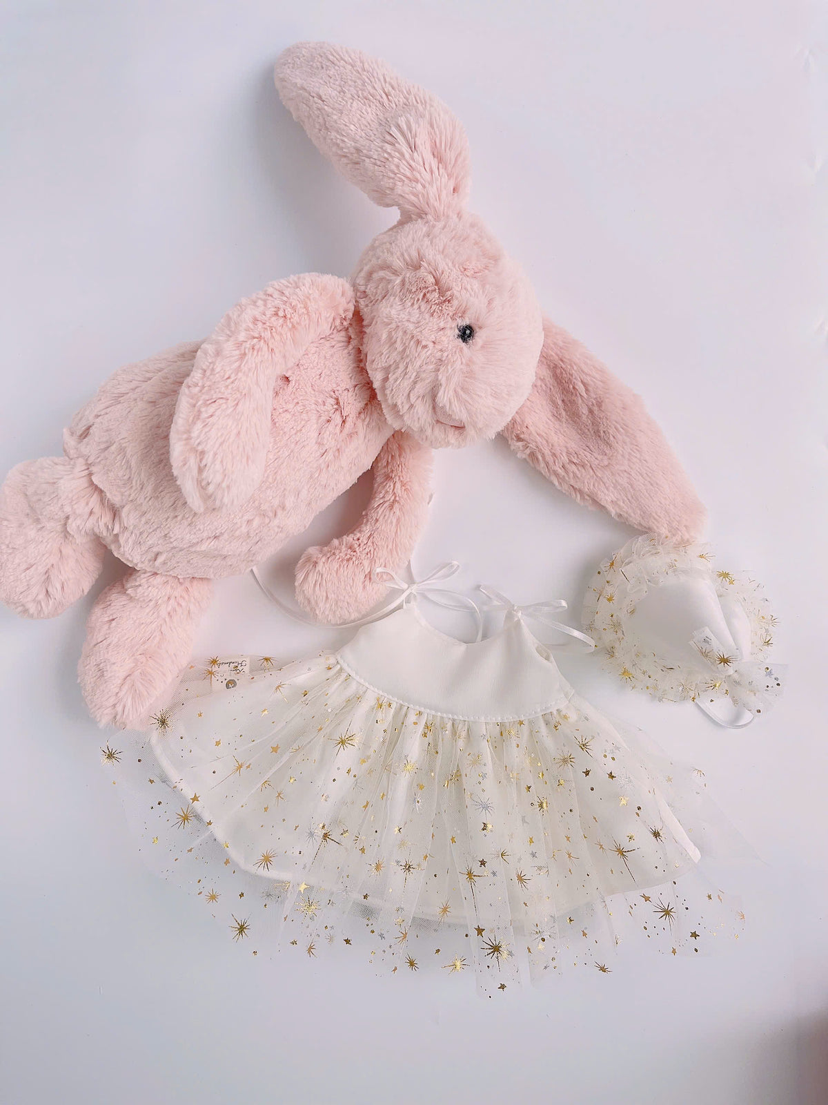 Handmade Birthday Tutu Dress & Party Hat Set for Jellycat Bunny