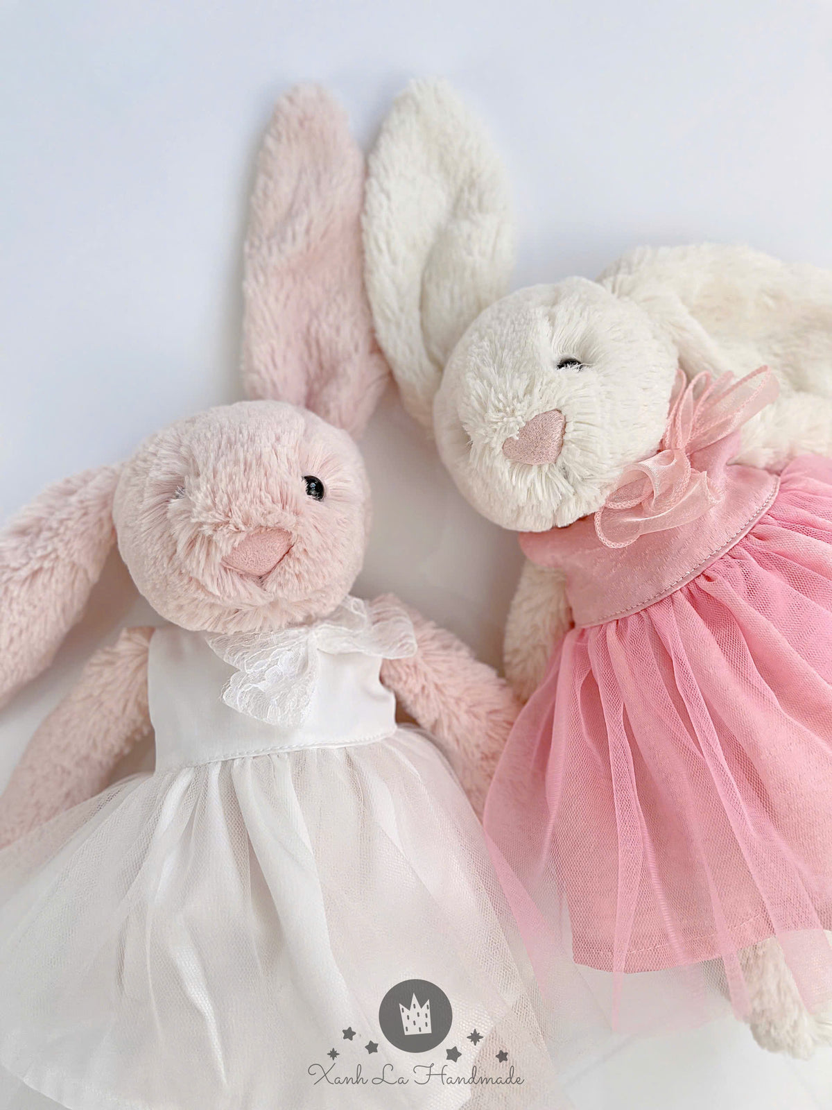 Handmade White Satin & Tulle Bridal Dress for Jellicat Bunny, Bridesmaid & Collector Gift