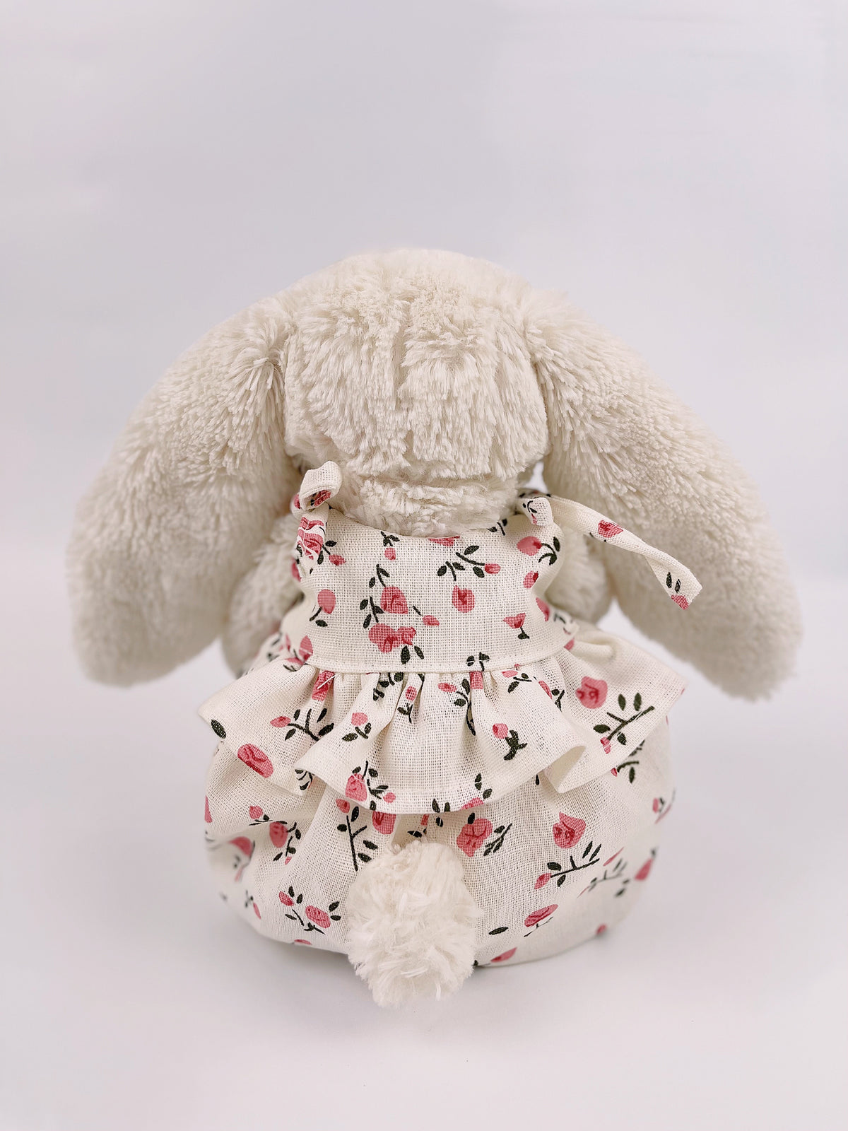 Bunny Floral Bloomer Romper with Pompoms | Cute 2-Strap Plush Outfit for Jellicat Bunnies, Keepsake Gift