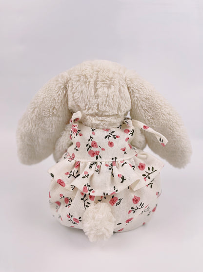 Bunny Floral Bloomer Romper with Pompoms | Cute 2-Strap Plush Outfit for Jellicat Bunnies, Keepsake Gift