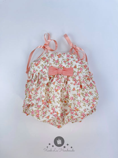 Handmade Vintage Floral Tie-Shoulder Romper for Jellicat Bartholomew Bear
