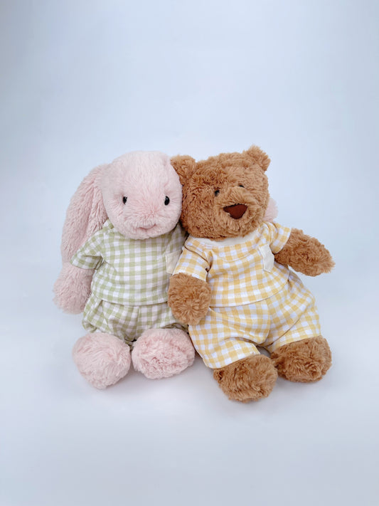 Handmade Gingham Pajama Set for Jellicat Bunny