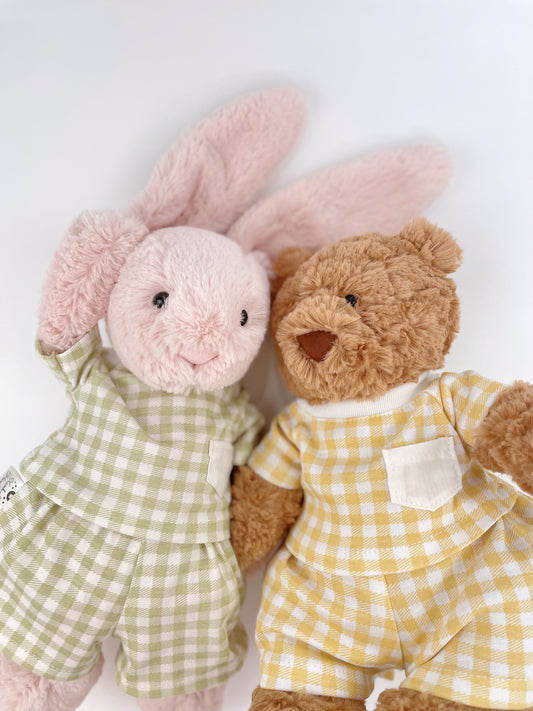 Handmade Gingham Pajama Set for Jellicat Bunny