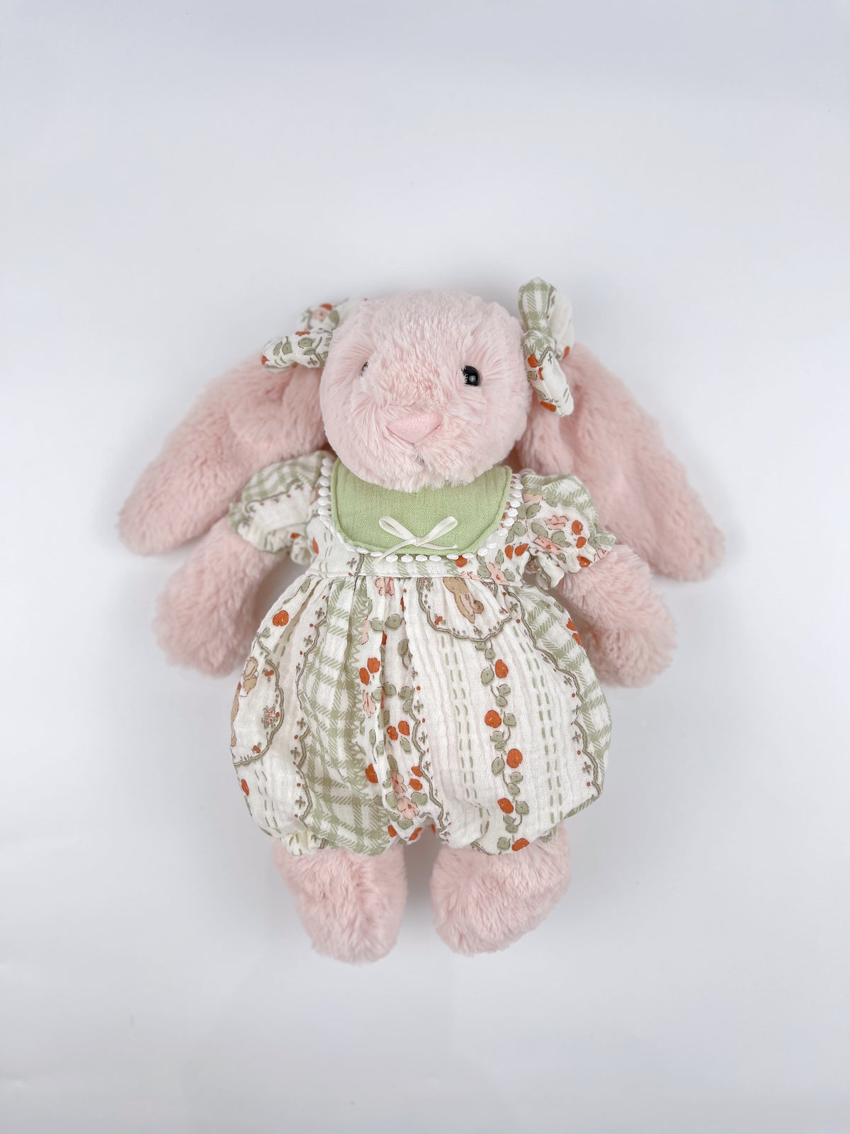 Handmade Floral Bubble Romper Set for Jellicat Plushie | Snap Back Baby Doll Jumpsuit