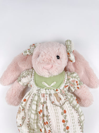 Handmade Floral Bubble Romper Set for Jellicat Plushie | Snap Back Baby Doll Jumpsuit