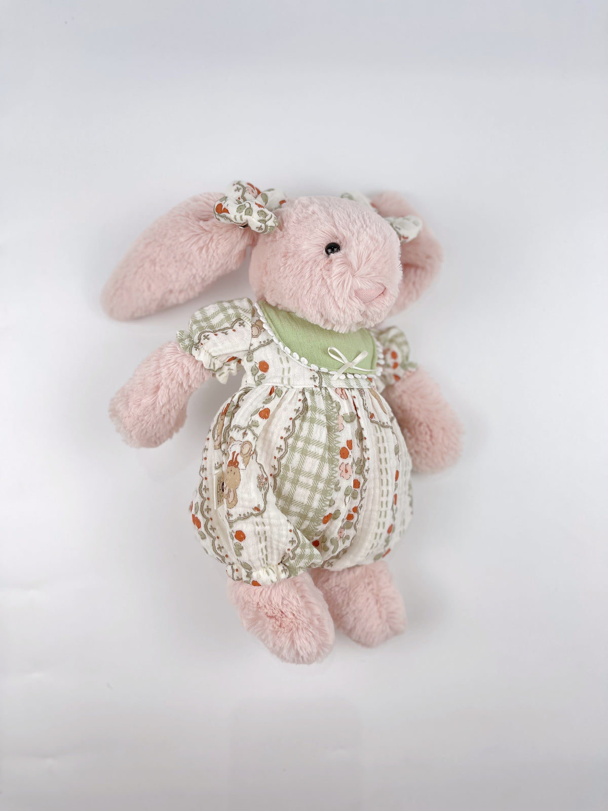 Handmade Floral Bubble Romper Set for Jellicat Plushie | Snap Back Baby Doll Jumpsuit