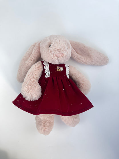 Glitter Velvet Pinafore Dress for Jellicat Plush Bunny/Bear