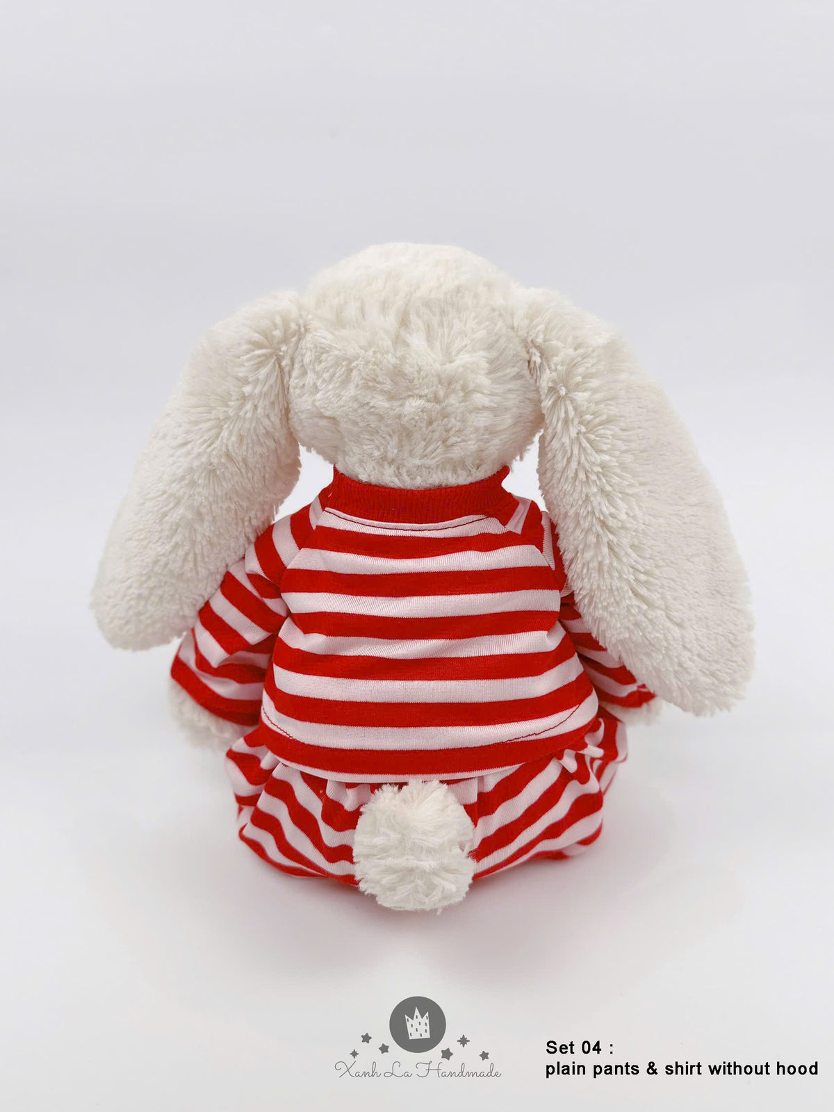 Candy Cane Striped Long-Sleeve Shirt & Pants Set for Jellicat Plush Bear/Bunny