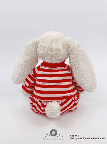 Candy Cane Striped Long-Sleeve Shirt & Pants Set for Jellicat Plush Bear/Bunny