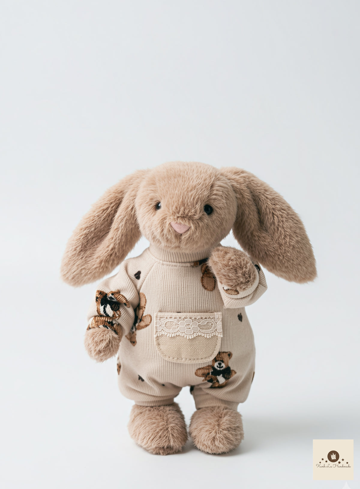 Soft Sherpa Fleece Snap-Back Romper with Pocket for Plush Bunnies & Bear Plush