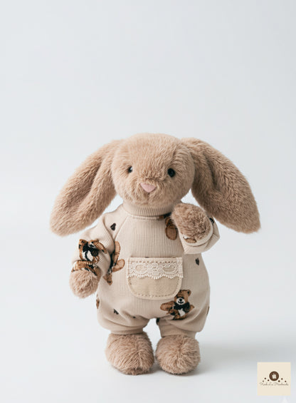 Soft Sherpa Fleece Snap-Back Romper with Pocket for Plush Bunnies & Bear Plush