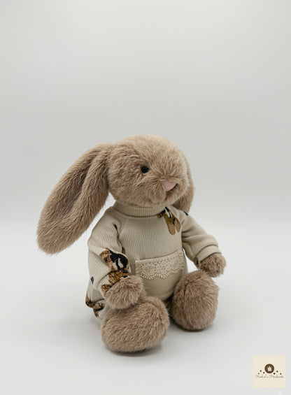 Soft Sherpa Fleece Snap-Back Romper with Pocket for Plush Bunnies & Bear Plush