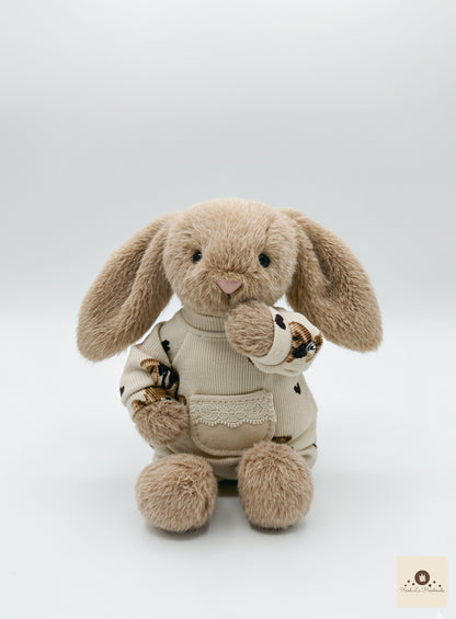 Soft Sherpa Fleece Snap-Back Romper with Pocket for Plush Bunnies & Bear Plush