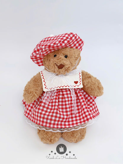 SUPER SPECIAL Hand-Embroidered Square Neck Dress & Beret Hat Set for Jellicat Bunny