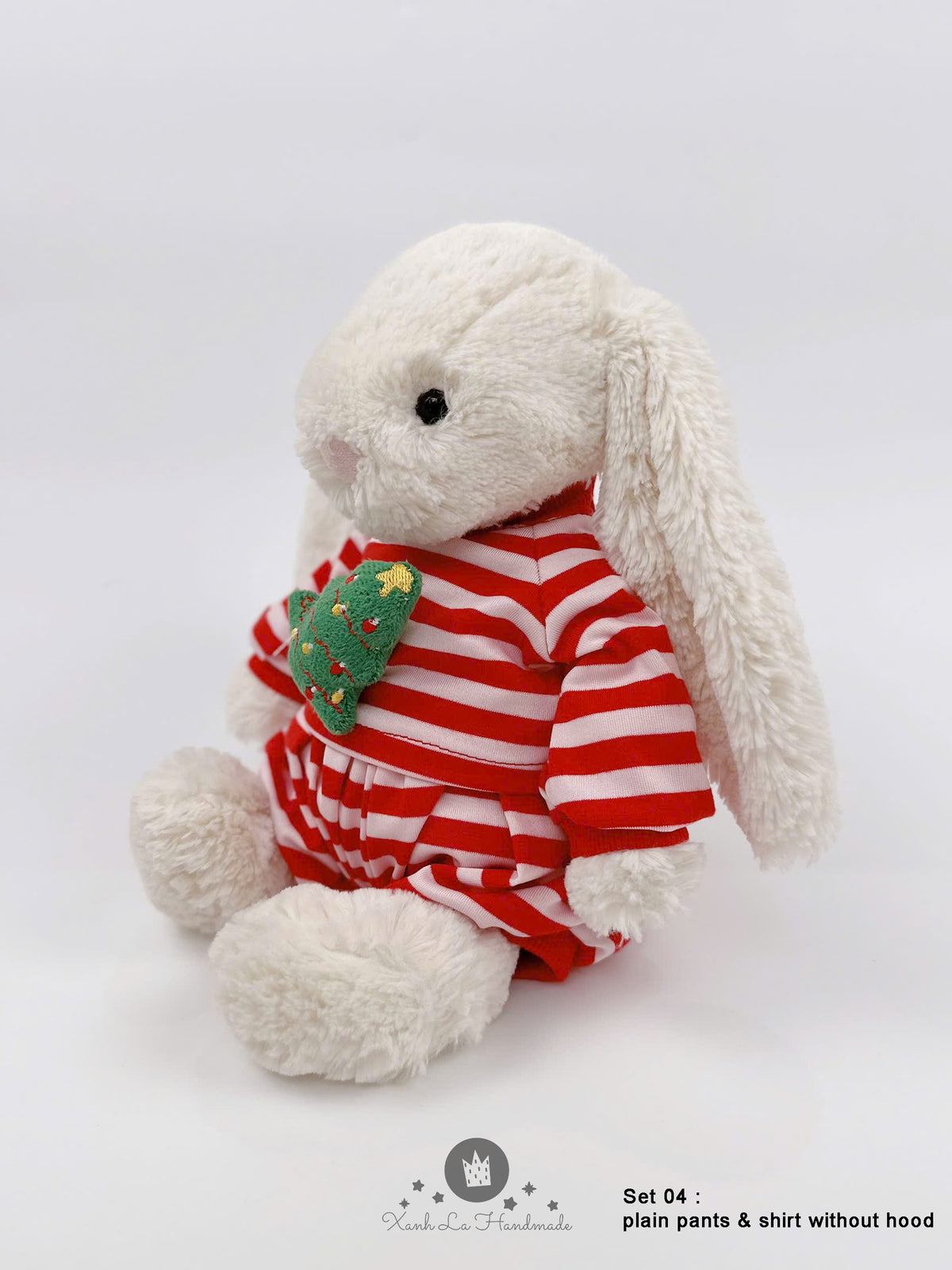 Candy Cane Striped Long-Sleeve Shirt & Pants Set for Jellicat Plush Bear/Bunny