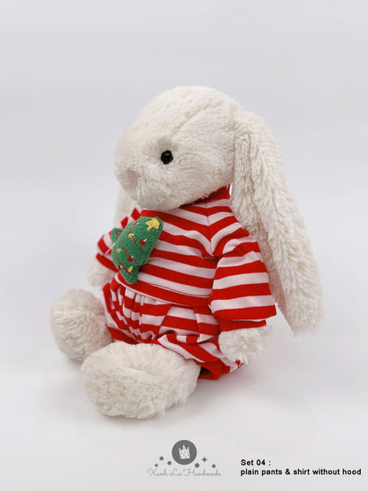 Candy Cane Striped Long-Sleeve Shirt & Pants Set for Jellicat Plush Bear/Bunny