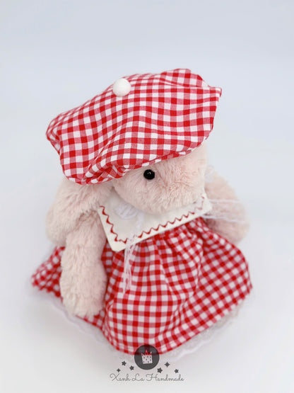 SUPER SPECIAL Hand-Embroidered Square Neck Dress & Beret Hat Set for Jellicat Bunny