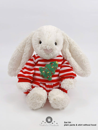 Candy Cane Striped Long-Sleeve Shirt & Pants Set for Jellicat Plush Bear/Bunny