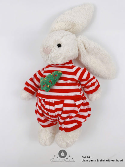 Candy Cane Striped Long-Sleeve Shirt & Pants Set for Jellicat Plush Bear/Bunny