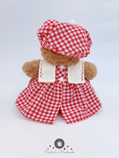 SUPER SPECIAL Hand-Embroidered Square Neck Dress & Beret Hat Set for Jellicat Bunny