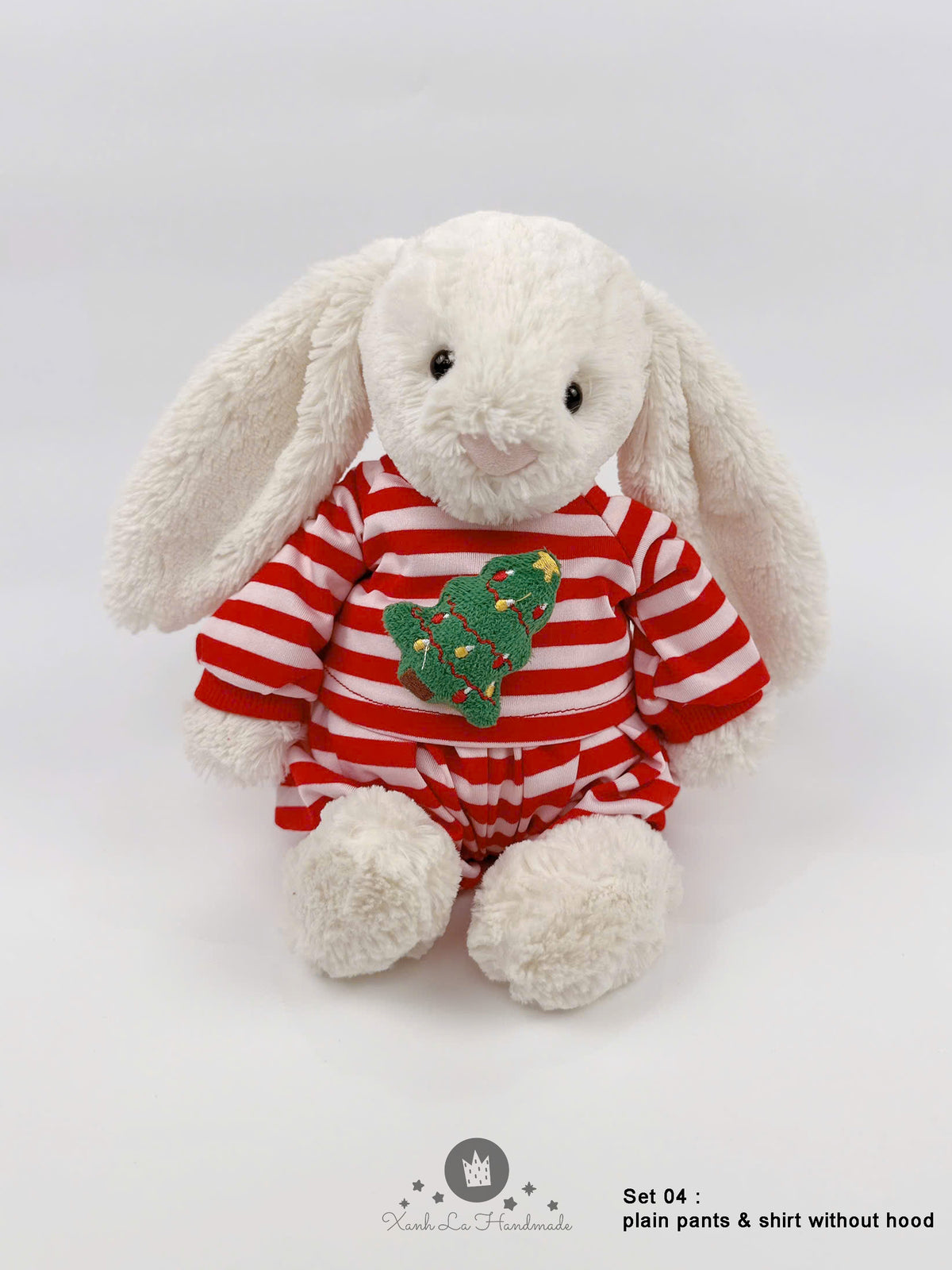 Candy Cane Striped Long-Sleeve Shirt & Pants Set for Jellicat Plush Bear/Bunny