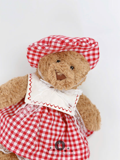 SUPER SPECIAL Hand-Embroidered Square Neck Dress & Beret Hat Set for Jellicat Bunny