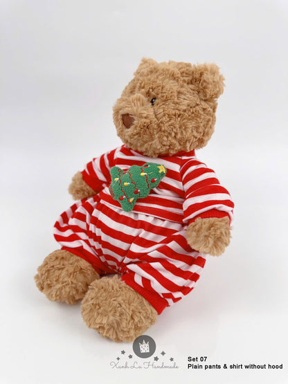 Candy Cane Striped Long-Sleeve Shirt & Pants Set for Jellicat Plush Bear/Bunny